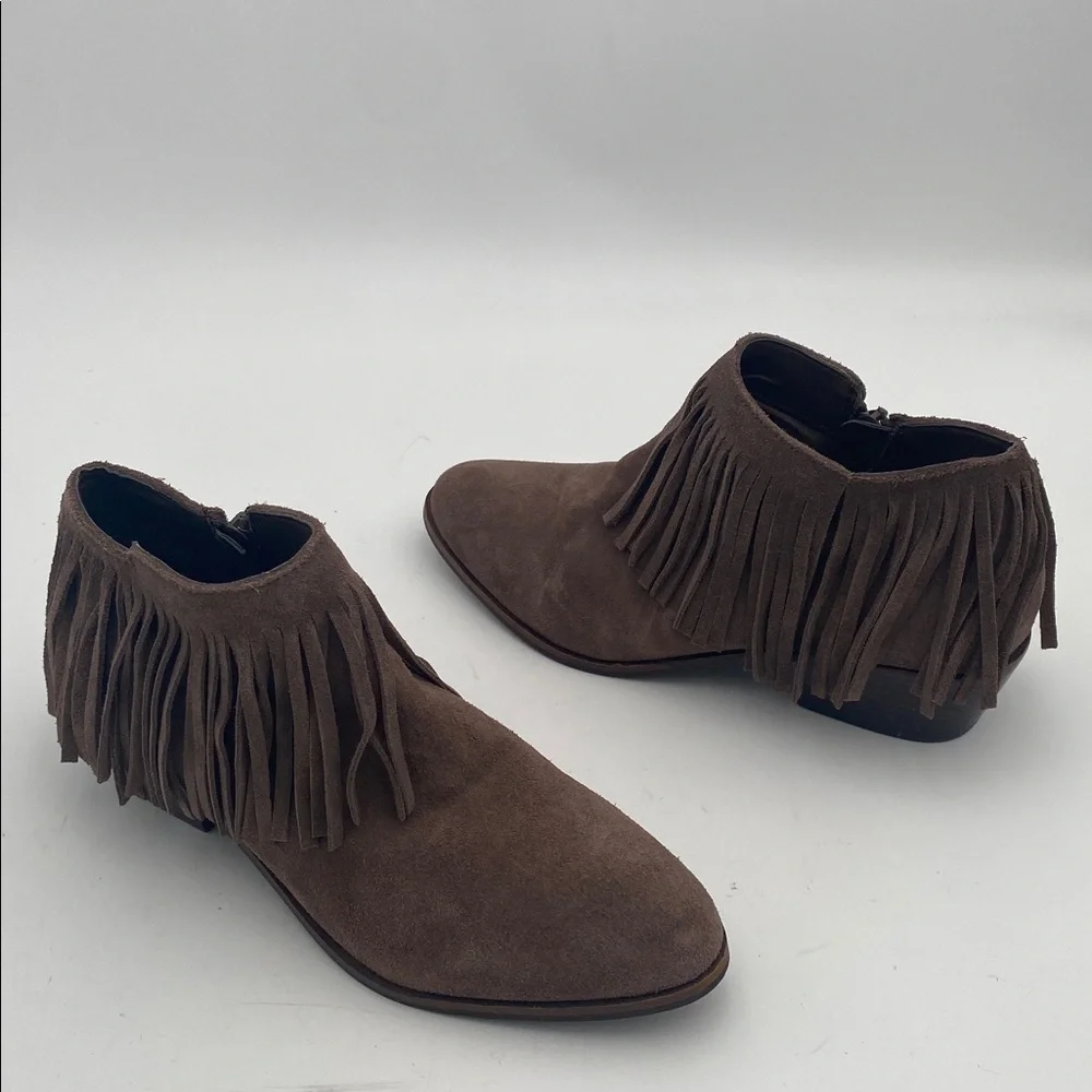 Steve Madden Brown Fringed Western Boots women 6.5M leather suede boho Festival